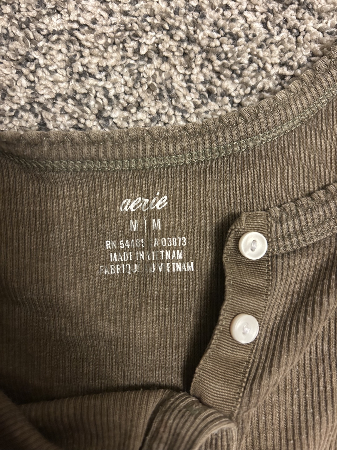 Olive Green Ribbed Henley Tank Top #freecycle - photo 2