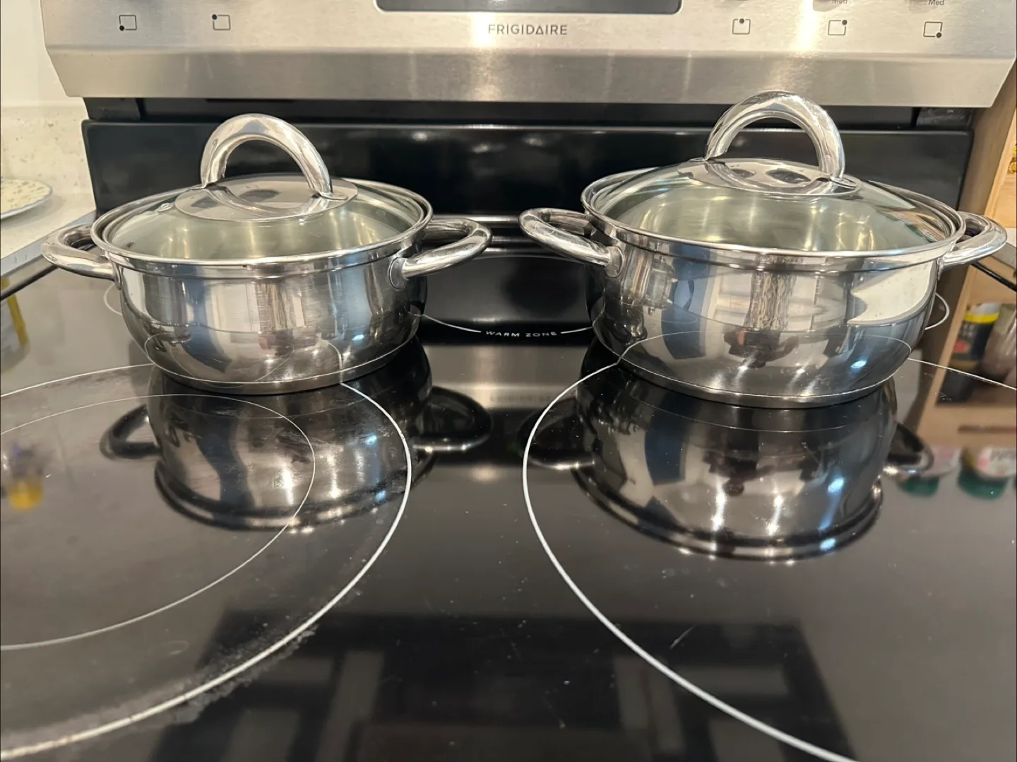 Set of Two Stainless Steel pots with Glass Lids thumbnail