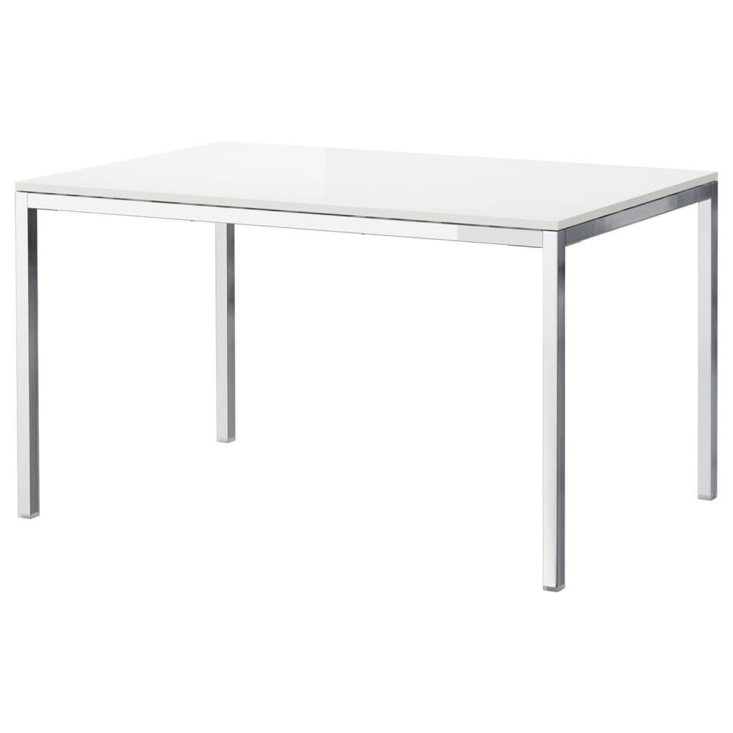 Modern White Glass Top Dining/Desk Table with Chrome Legs