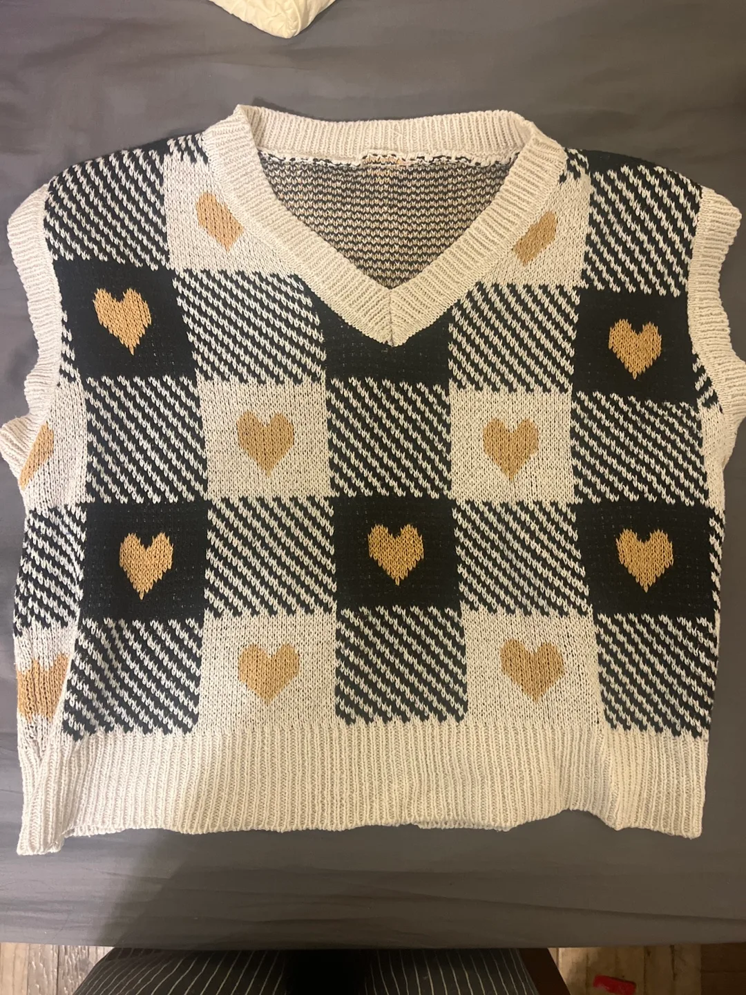 Adorable Knitted Heart Sweater Vest thumbnail