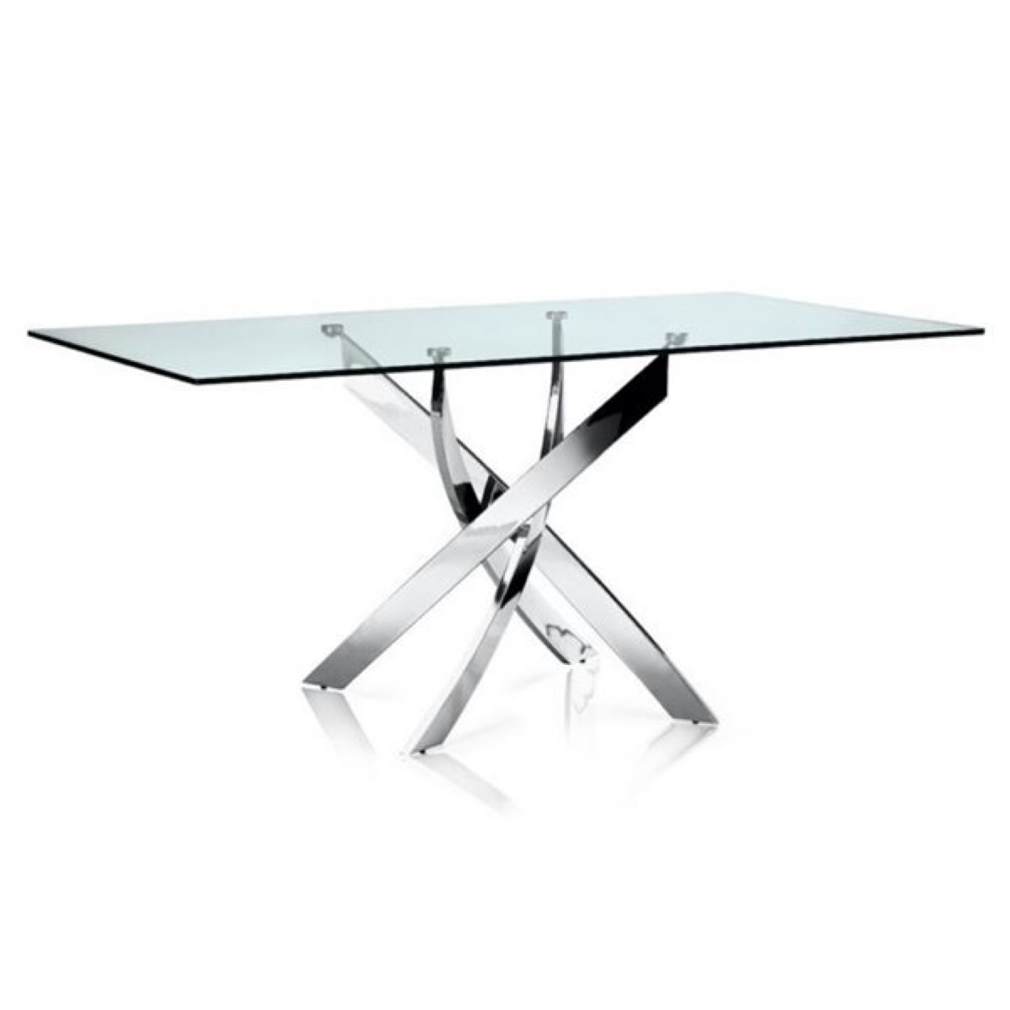 Modern Glass Dining Table with Chrome Legs