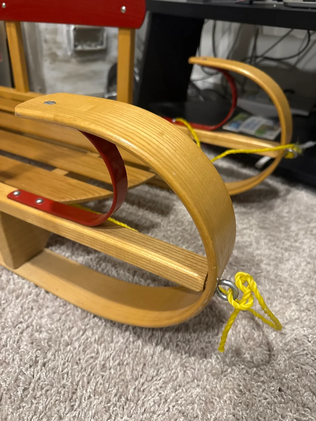 Vintage Wooden Sled with Red Accents image indicator(4)