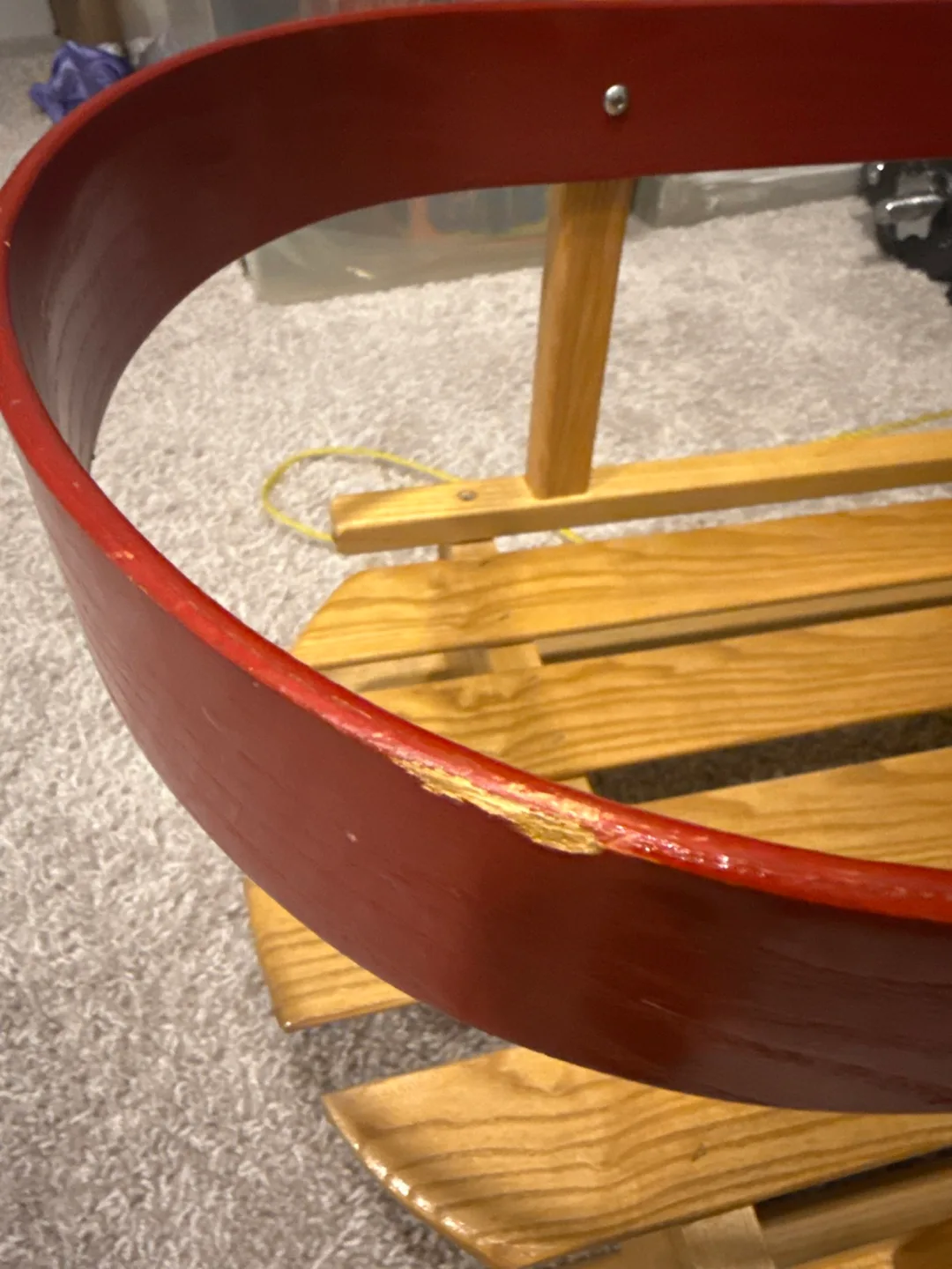 Vintage Wooden Sled with Red Accents image indicator(2)