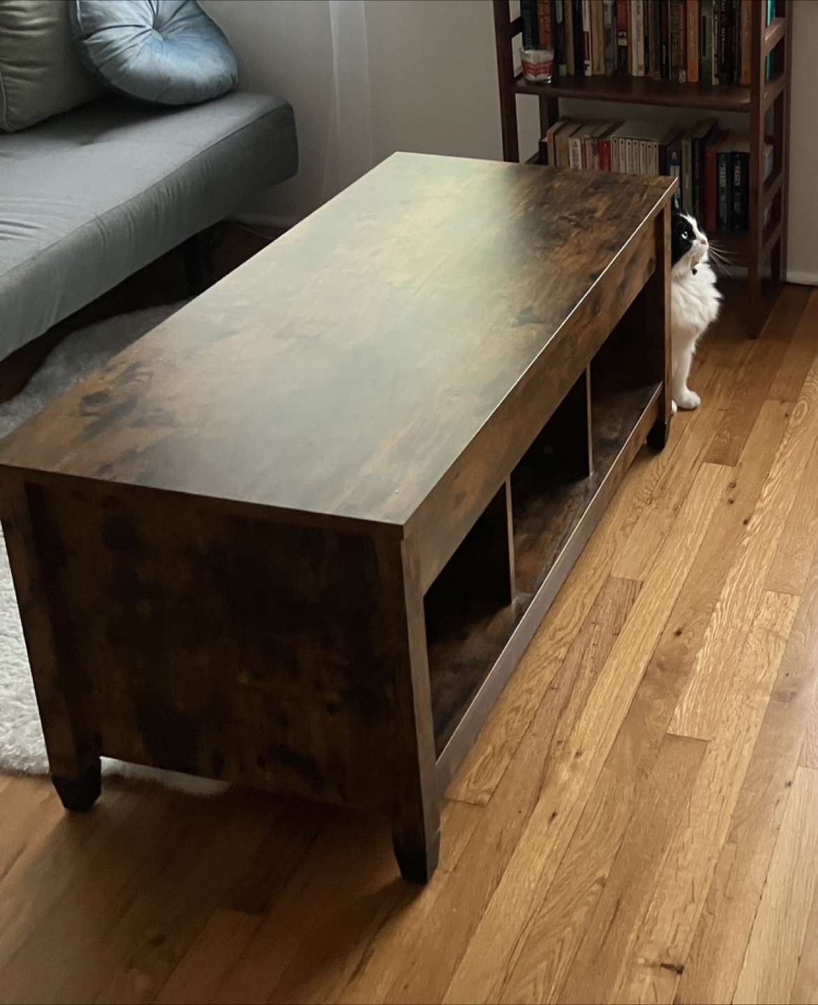 Tangkula Rustic Brown Wood Coffee Table