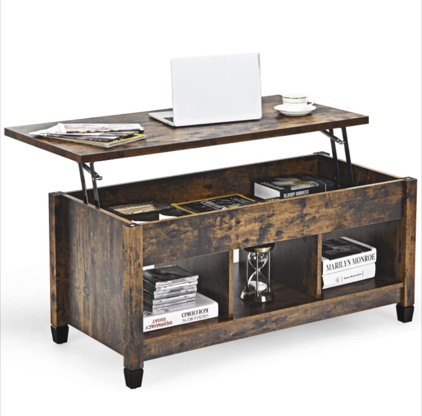 Tangkula Rustic Brown Wood Coffee Table - photo 3