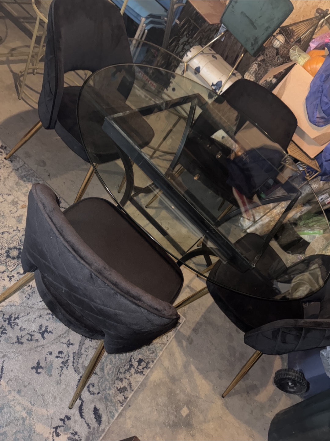 Round glass crate and barrel table and 4 chairs - photo 2