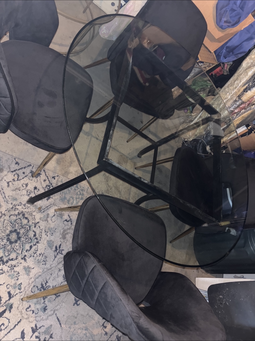 Round glass crate and barrel table and 4 chairs - photo 3