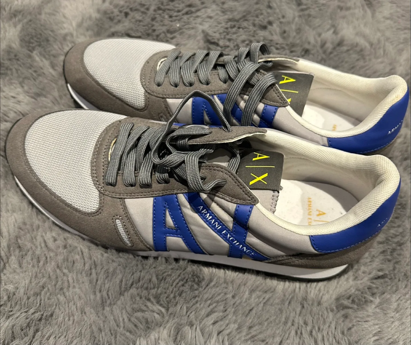 Armani Exchange Men's Grey and Blue Sneakers thumbnail