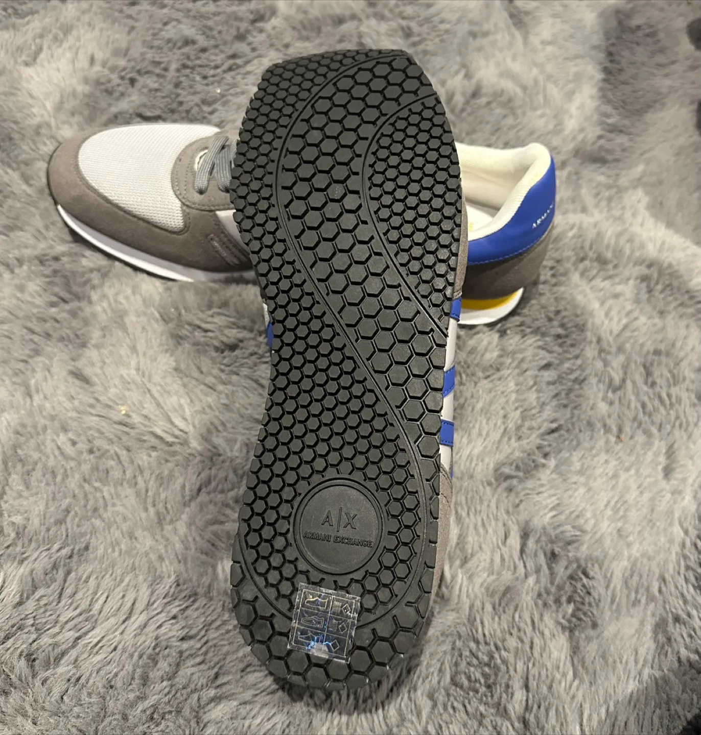 Armani Exchange Men's Grey and Blue Sneakers image indicator(2)