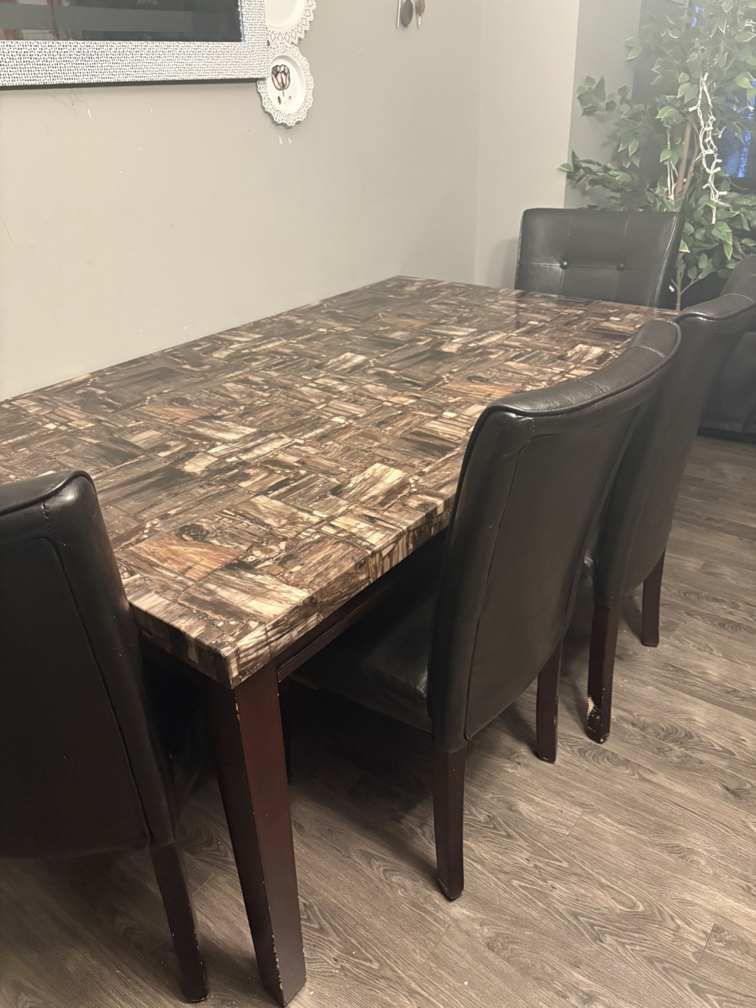 Dining table set with four chairs