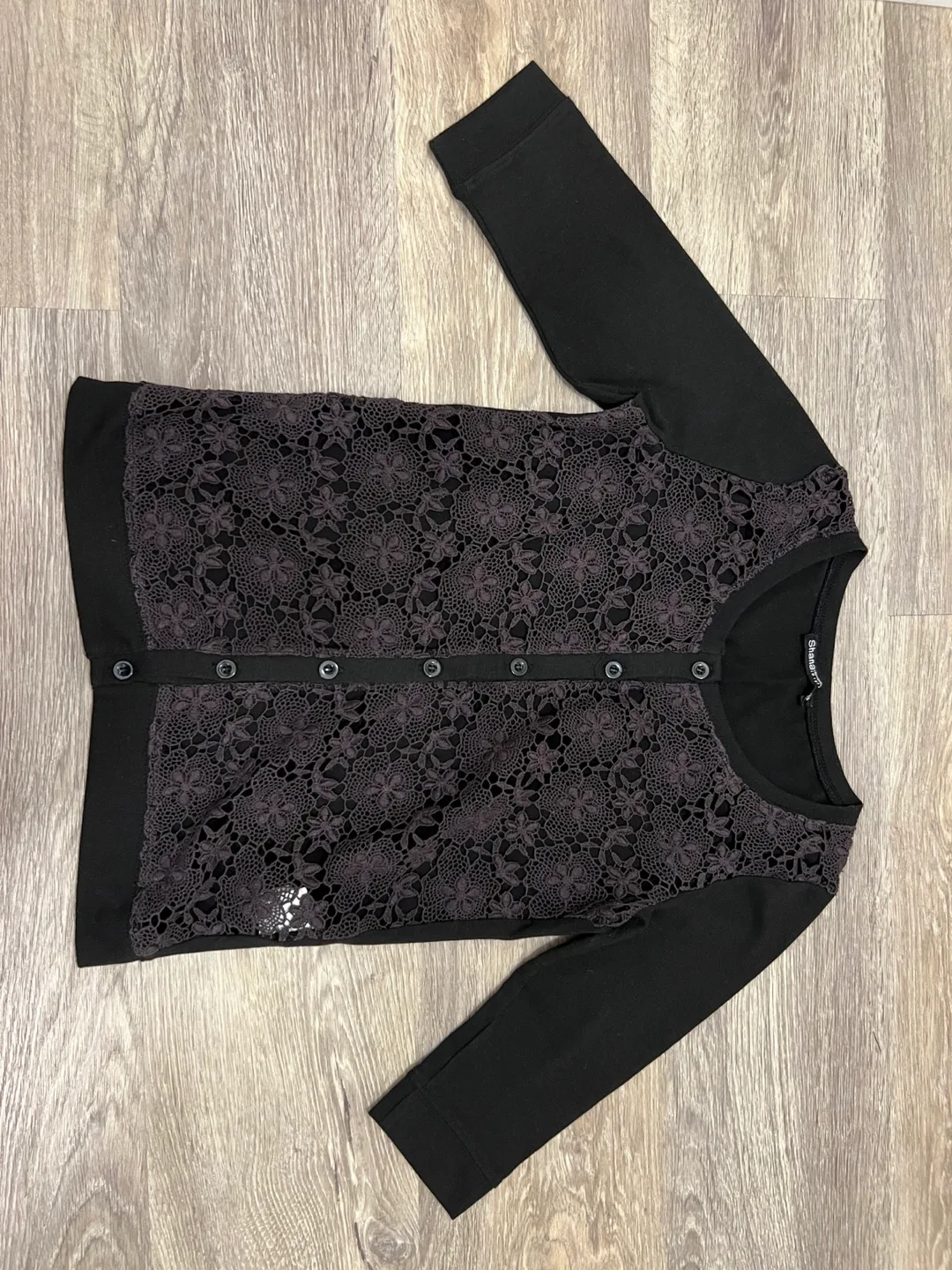 Shana Revolution Size XS Black Lace Cardigan thumbnail