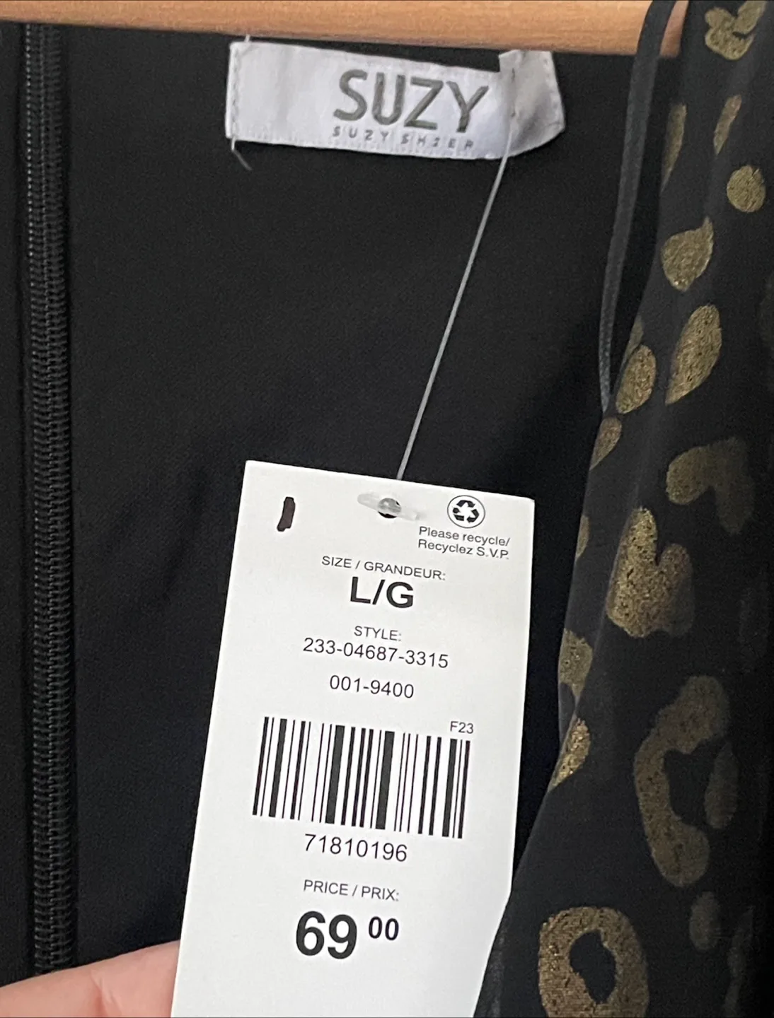 Suzy Shier Gold Foil Leopard Print High Low Midi Dress size L image indicator(8)