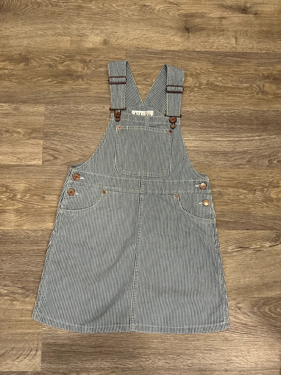 Striped Denim Pinafore Dress thumbnail