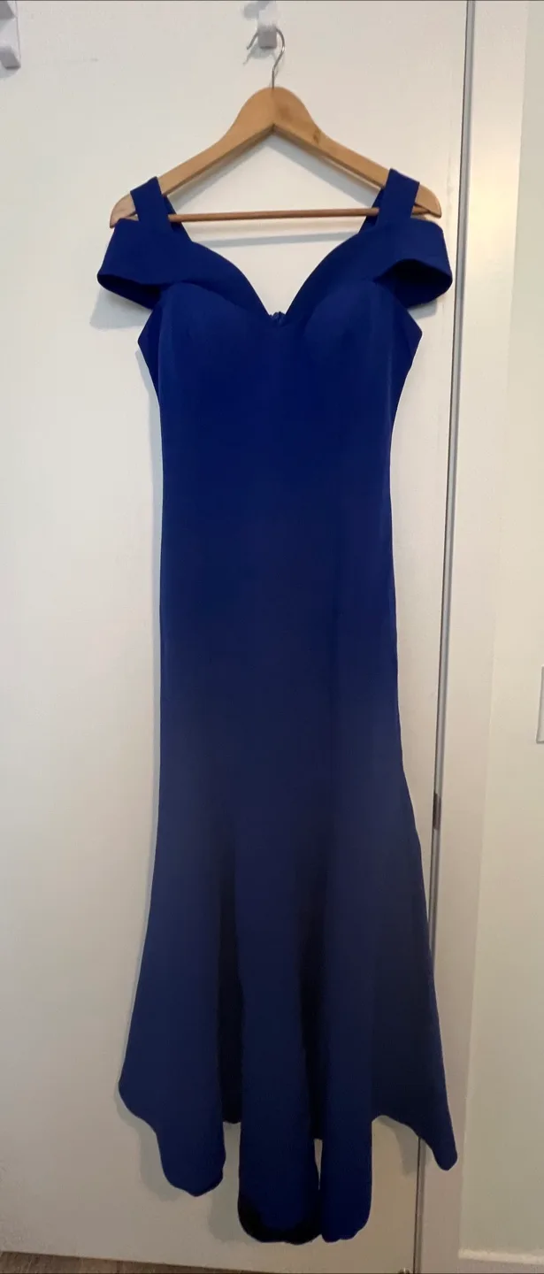 Royal Blue Off-the-Shoulder Midi Dress thumbnail
