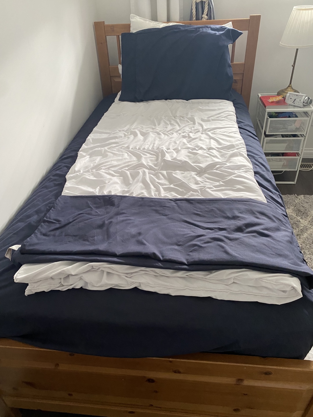 Twin-size wood bed frame