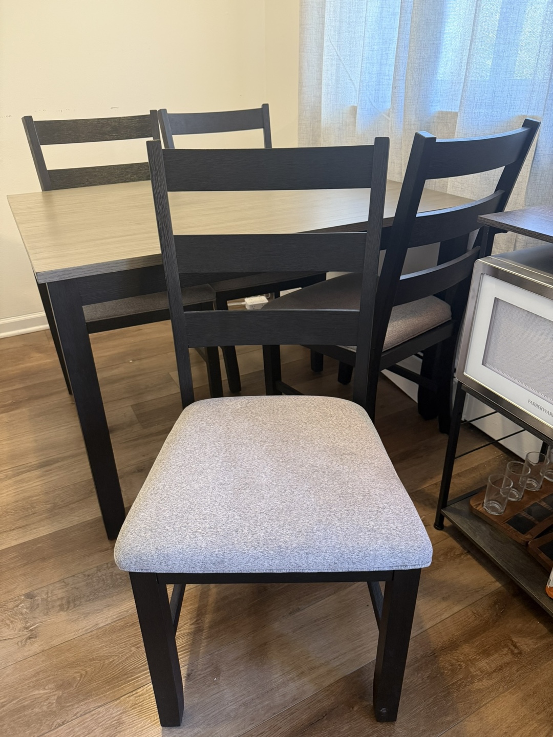 Gray & Black Dining Set w/ 4 Chairs - photo 3