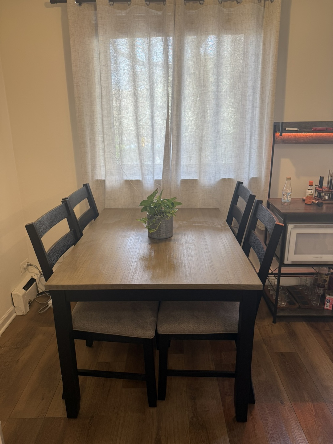 Gray & Black Dining Set w/ 4 Chairs