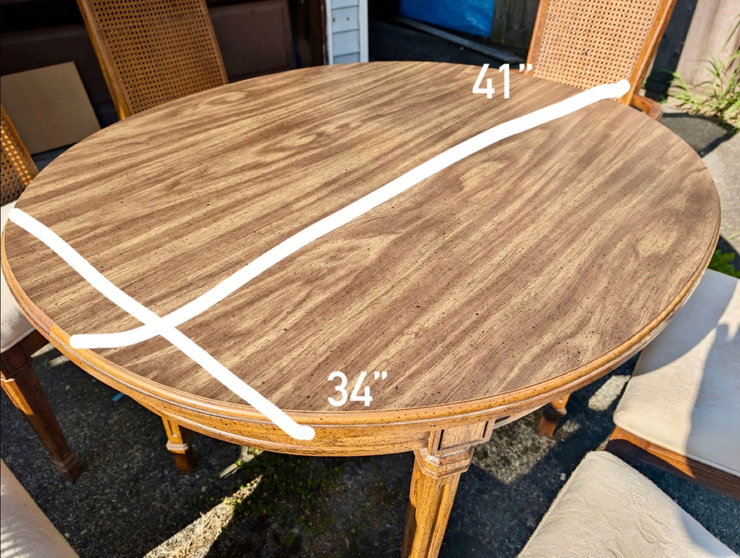 Vintage Round Dining Table Set with 6 Chairs