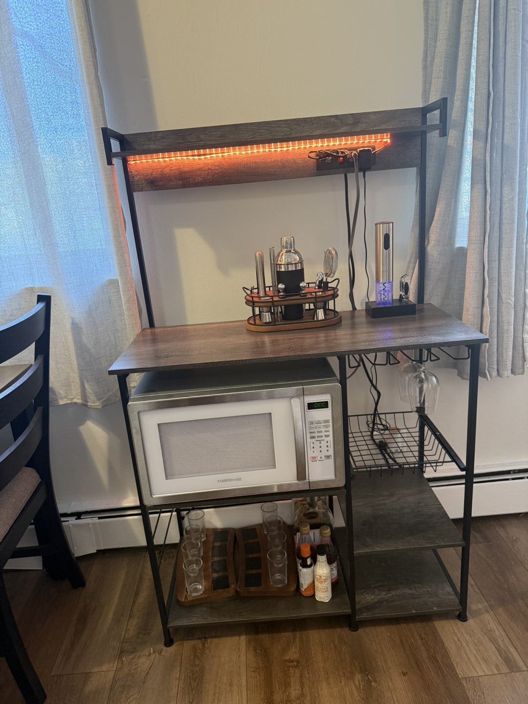 Bakers Rack with Power Outlet (Bar Cart)