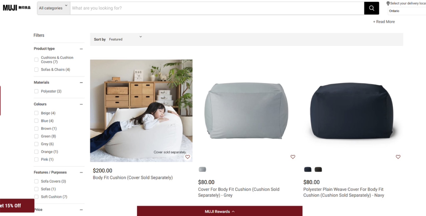 MUJI Body Fit Cushion + Cover - Navy blue