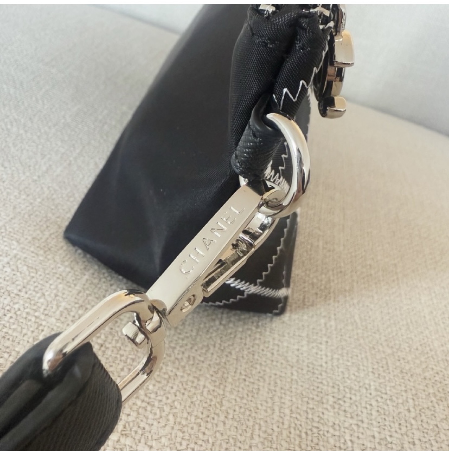 Chanel Black Quilted Cosmetic Pouch with Strap - photo 4