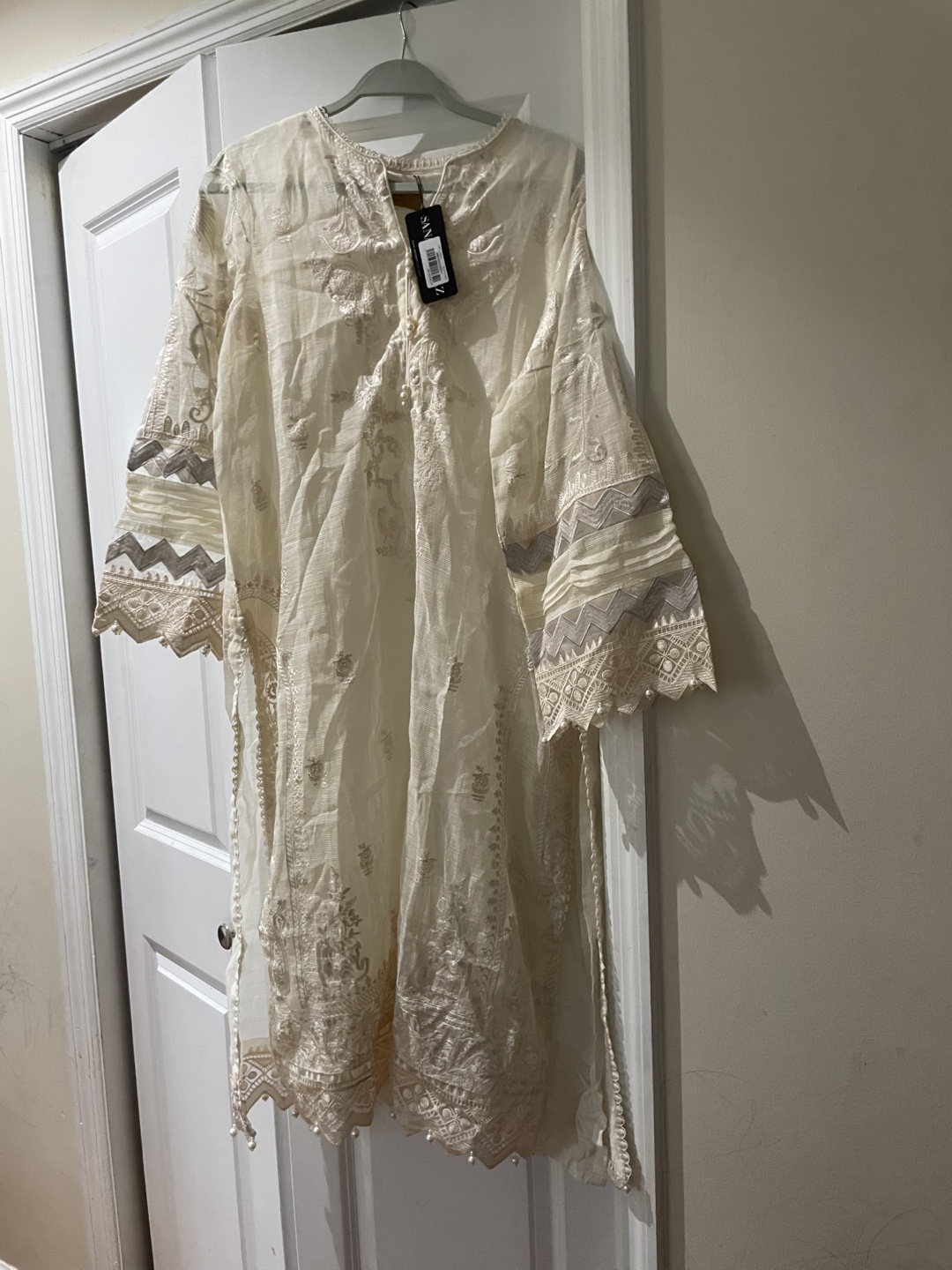 Off-White Embroidered Lawn Cotton Kurti