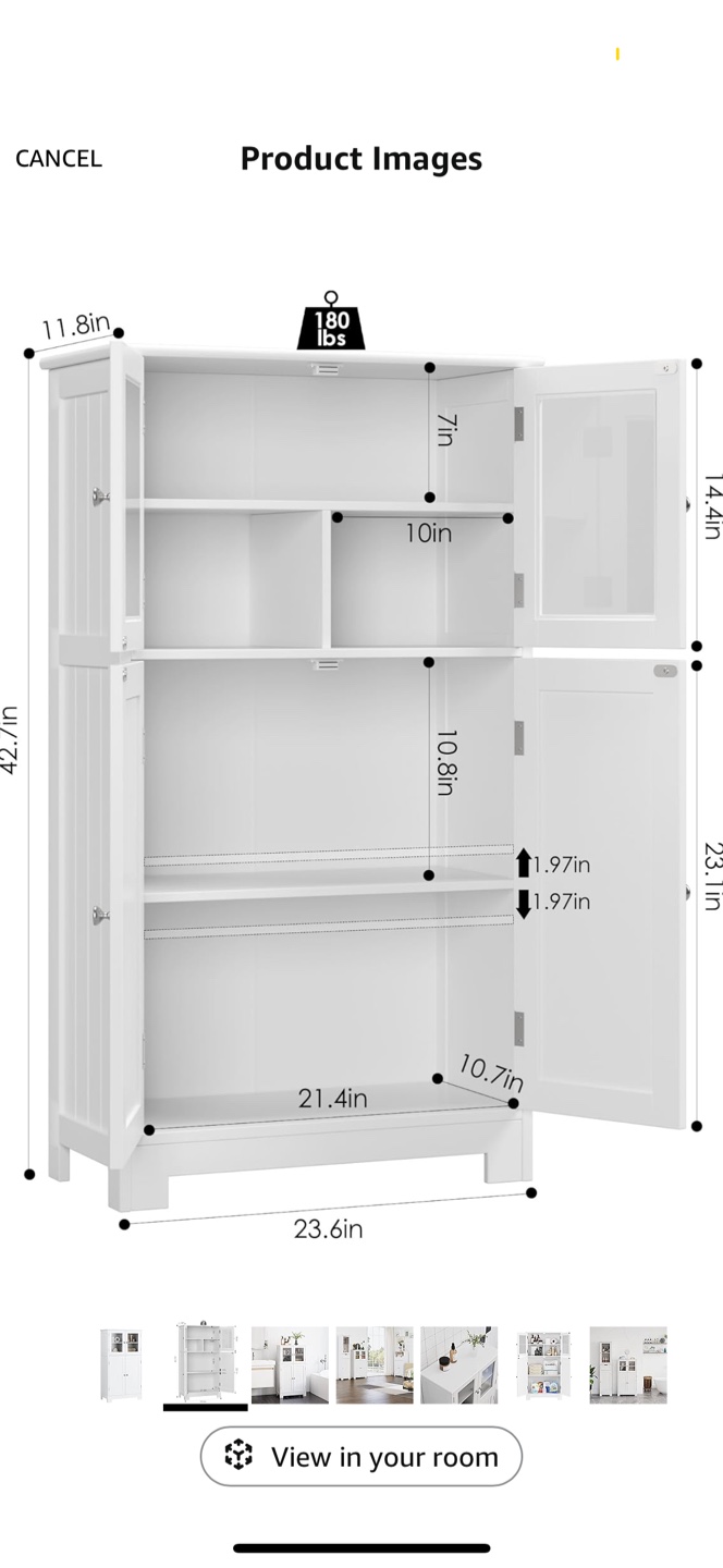 White Bathroom Storage Cabinet - photo 2