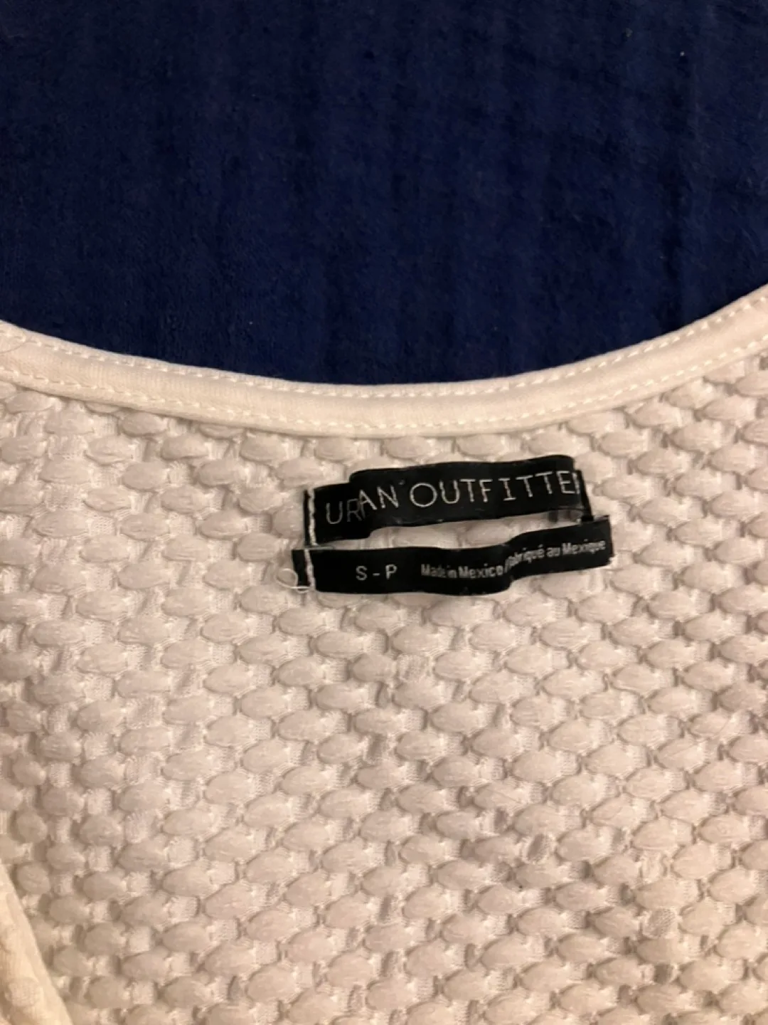 Urban Outfitters White Waffle Knit Wrap Crop Top - Size Small image indicator(2)