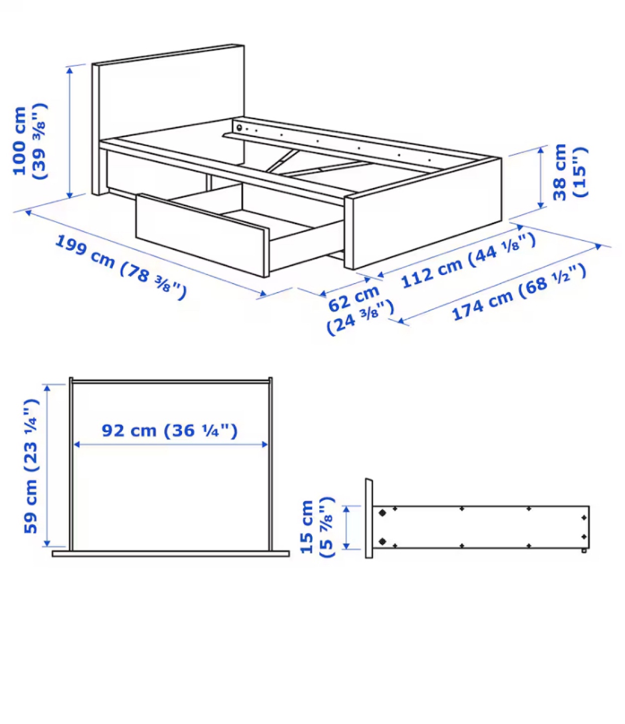 IKEA HEMNES Twin Bed Frame with Storage - photo 2