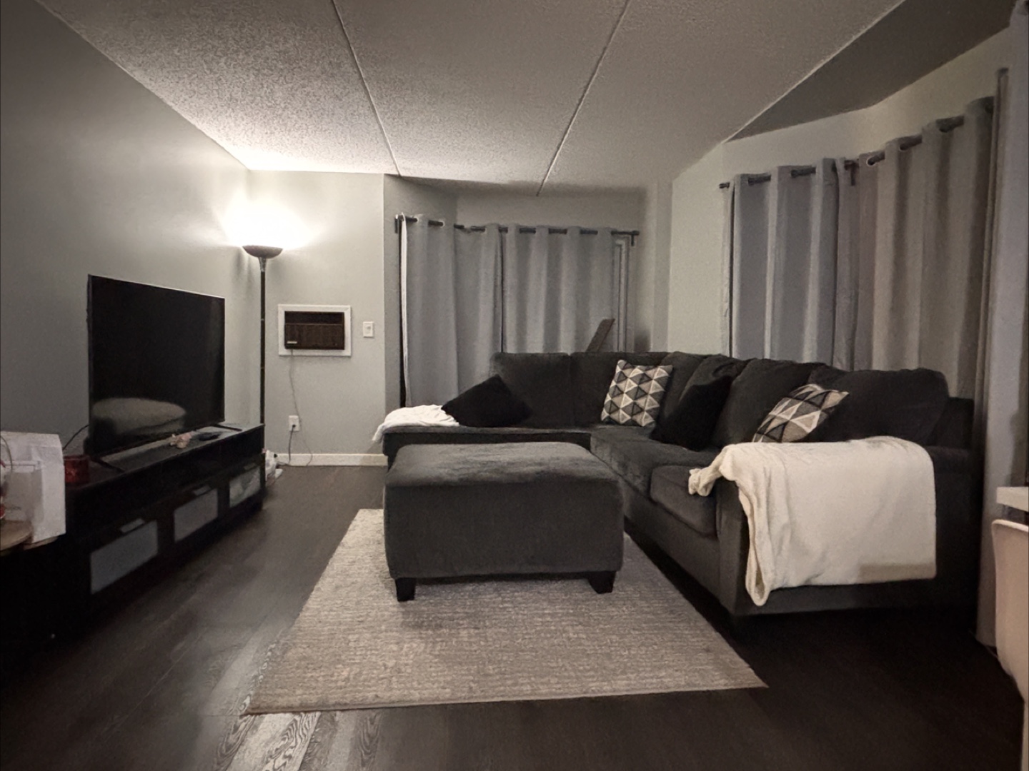 Dark Grey L-Shaped Sectional Sofa with Ottoman - photo 2