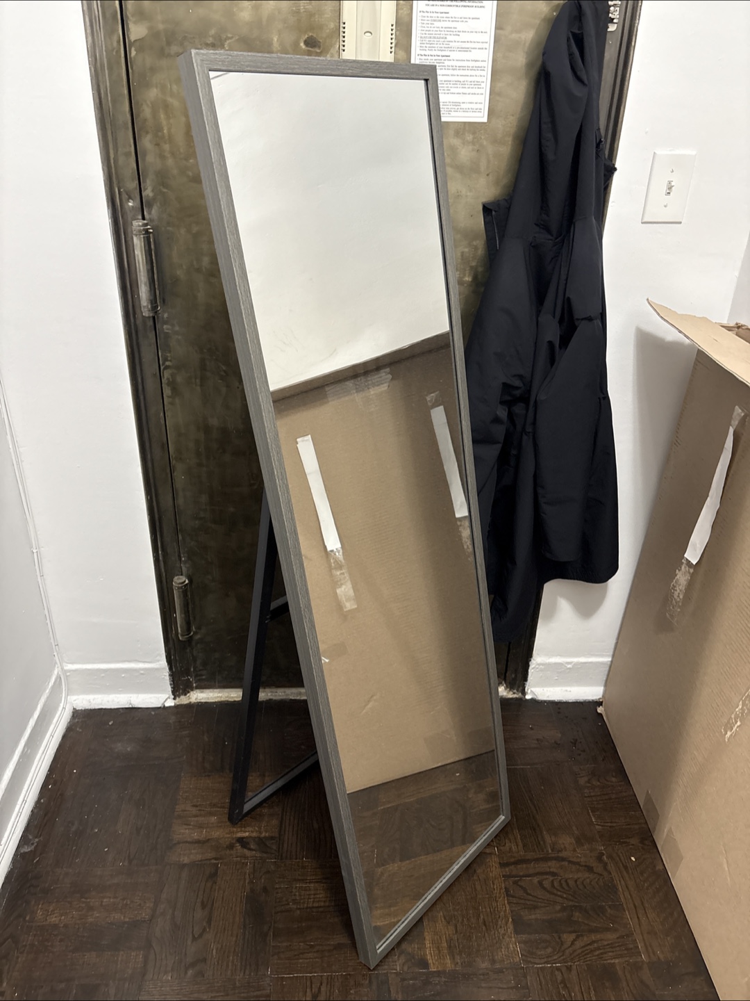 Full Length Leaner Mirror Gray Frame