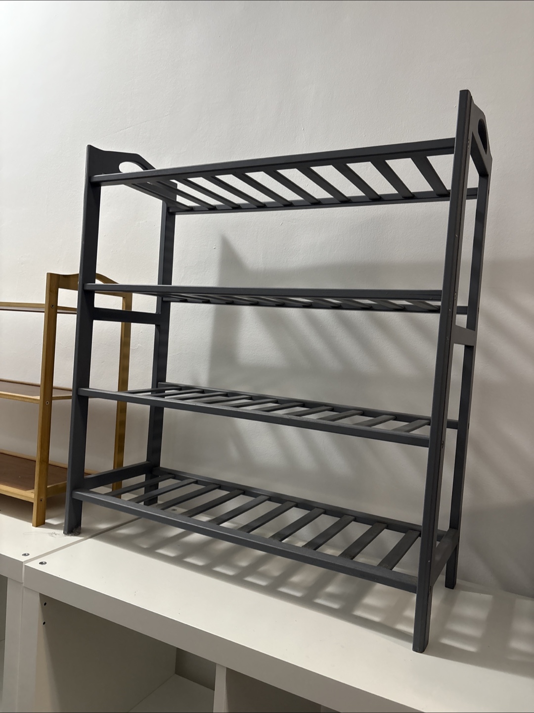 Dark Gray Bamboo Shoe Rack