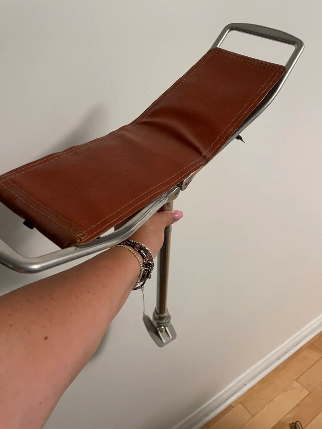 Vintage Aluminum & Leather Shooting Stick thumbnail