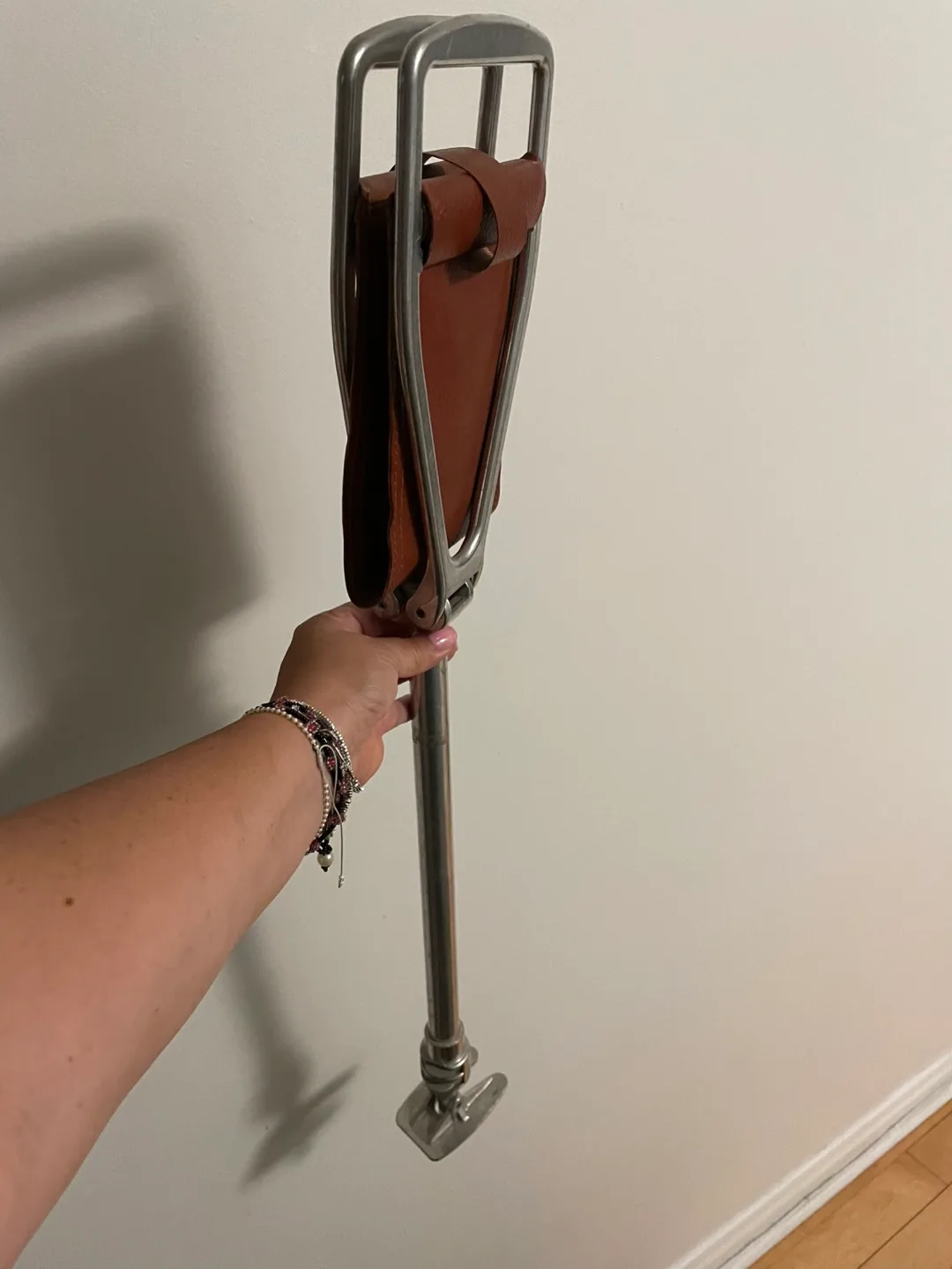 Vintage Aluminum & Leather Shooting Stick image indicator(3)