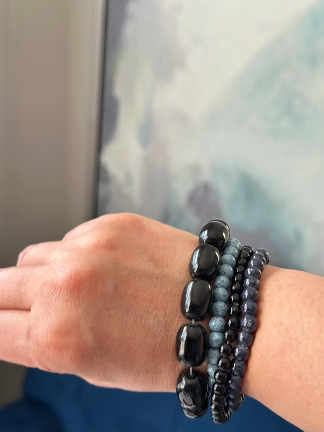 Set of 4 Beaded Bracelets - Black and Blue #freecycle thumbnail