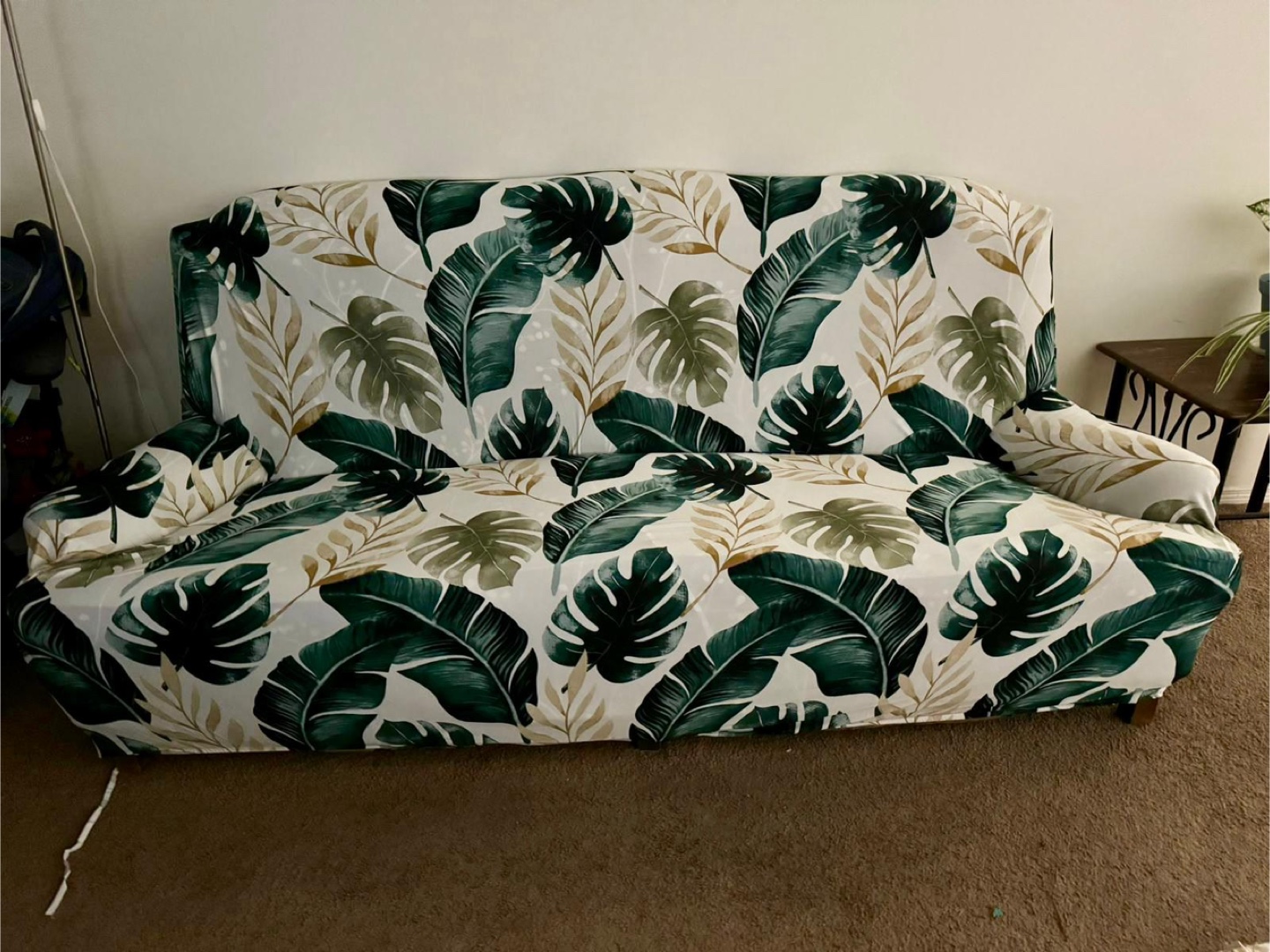 Vintage Floral Sofa with Tropical Leaf Slipcover - photo 2