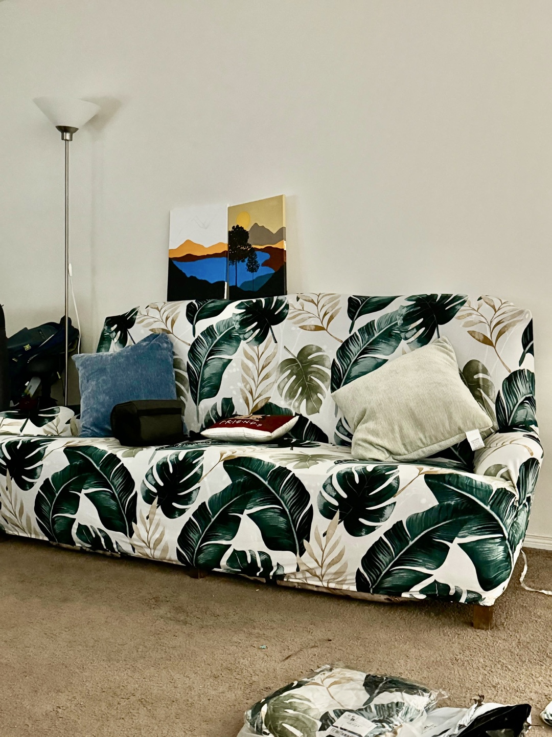 Vintage Floral Sofa with Tropical Leaf Slipcover - photo 3