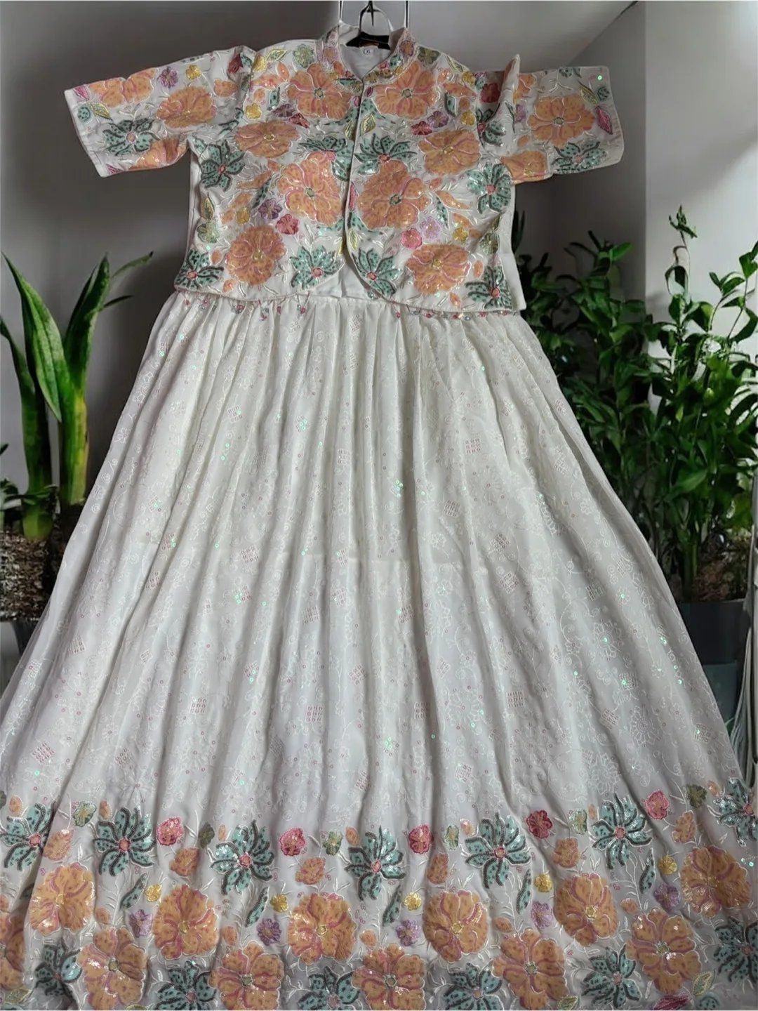 Beautiful Embroidered Off-White Floor Length Gown thumbnail