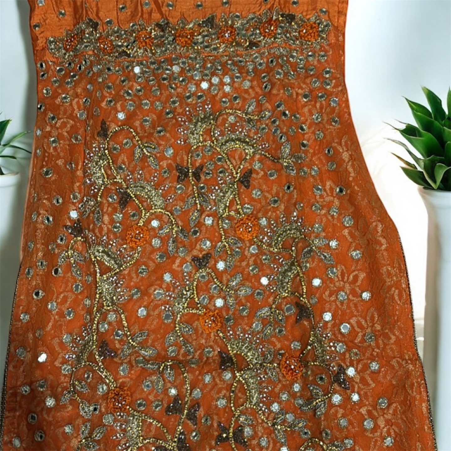 Gorgeous Orange Embroidered Salwar Kameez Suit