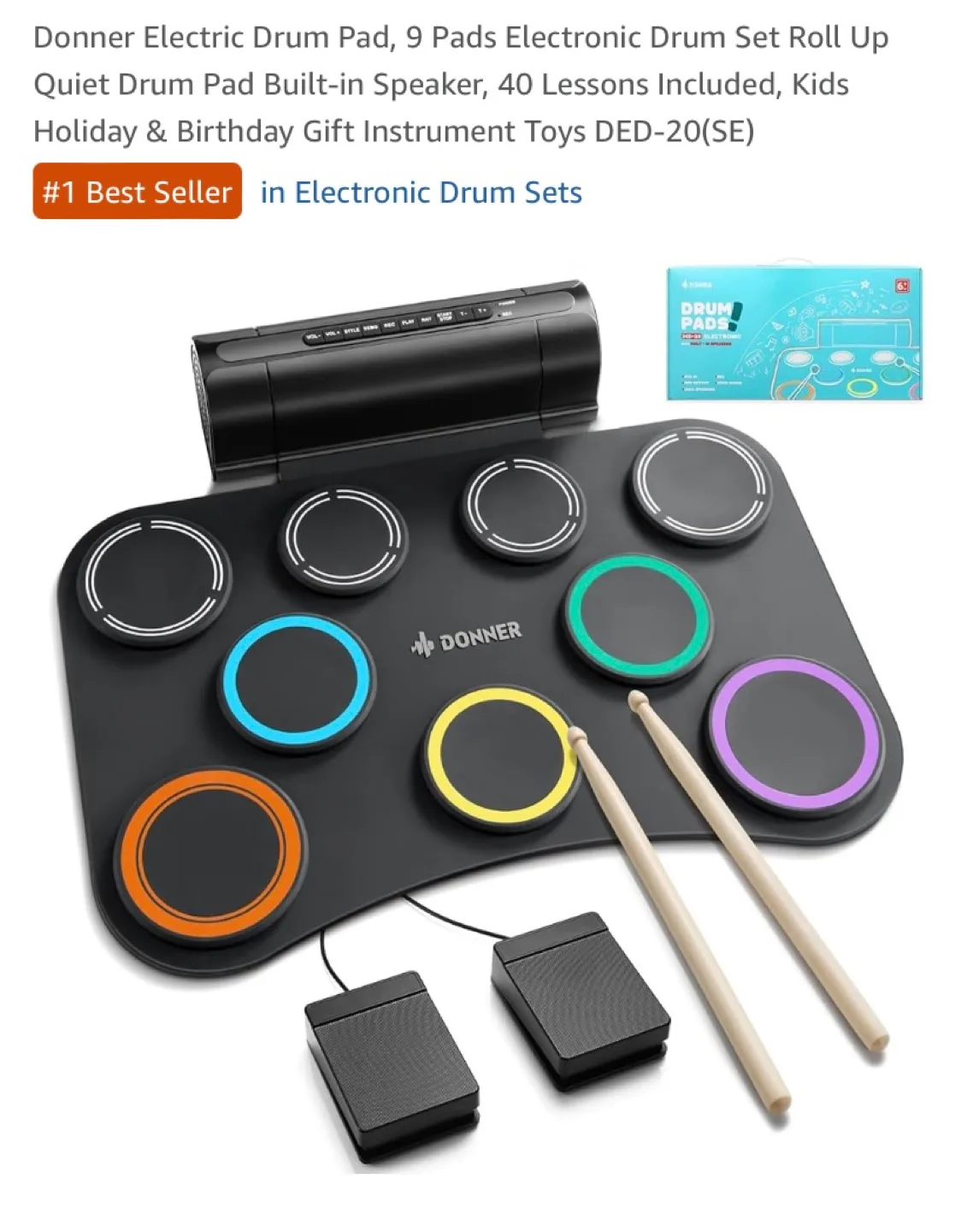 New Donner Electronic Drum Pad 7 Pads Electric Drum Pad thumbnail