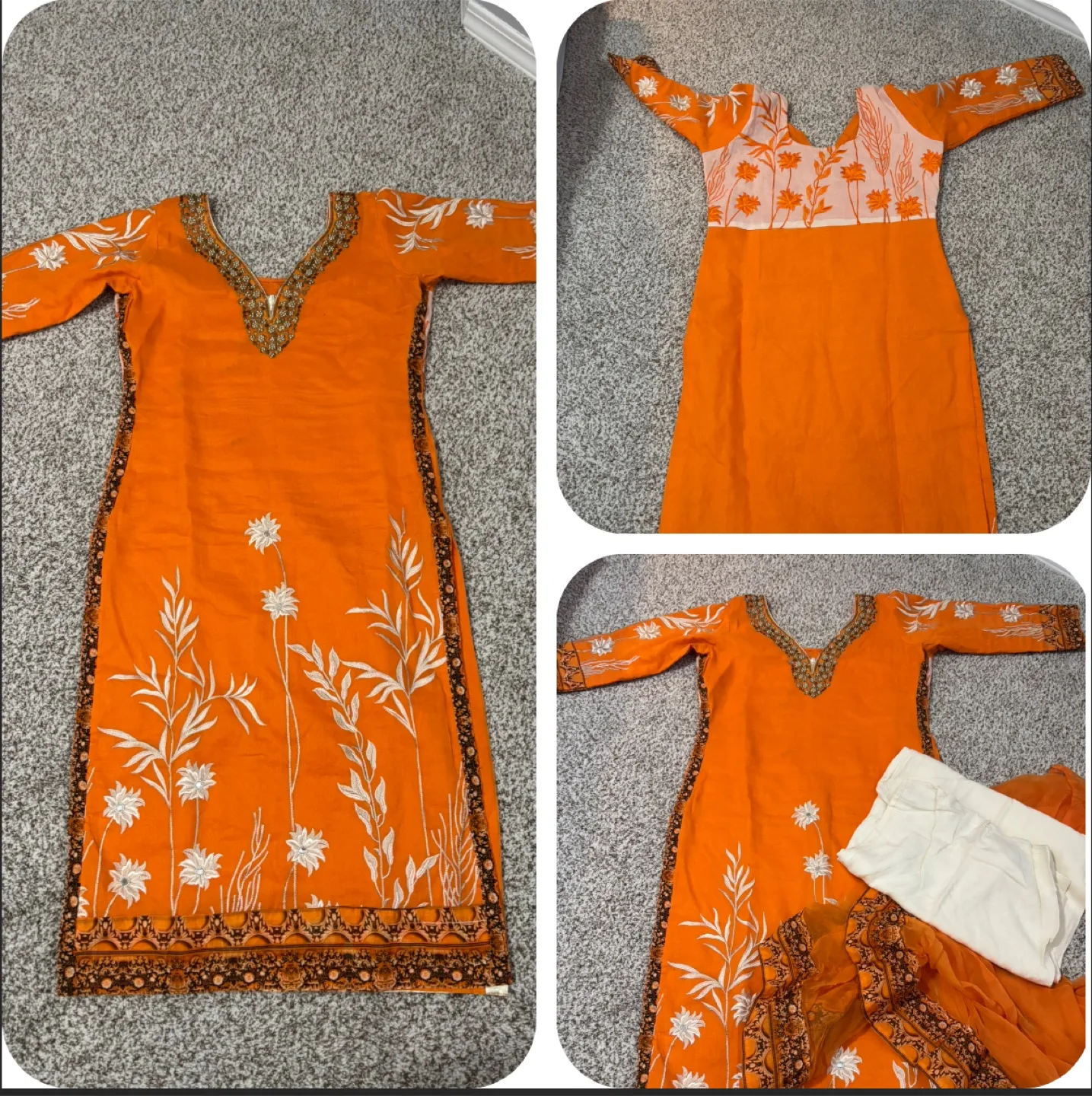 Orange embroidered Punjabi Suit thumbnail