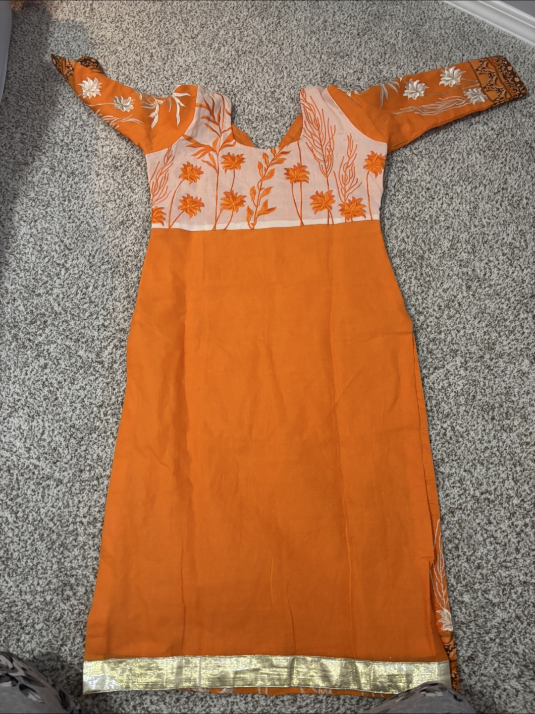 Orange embroidered Punjabi Suit - photo 3