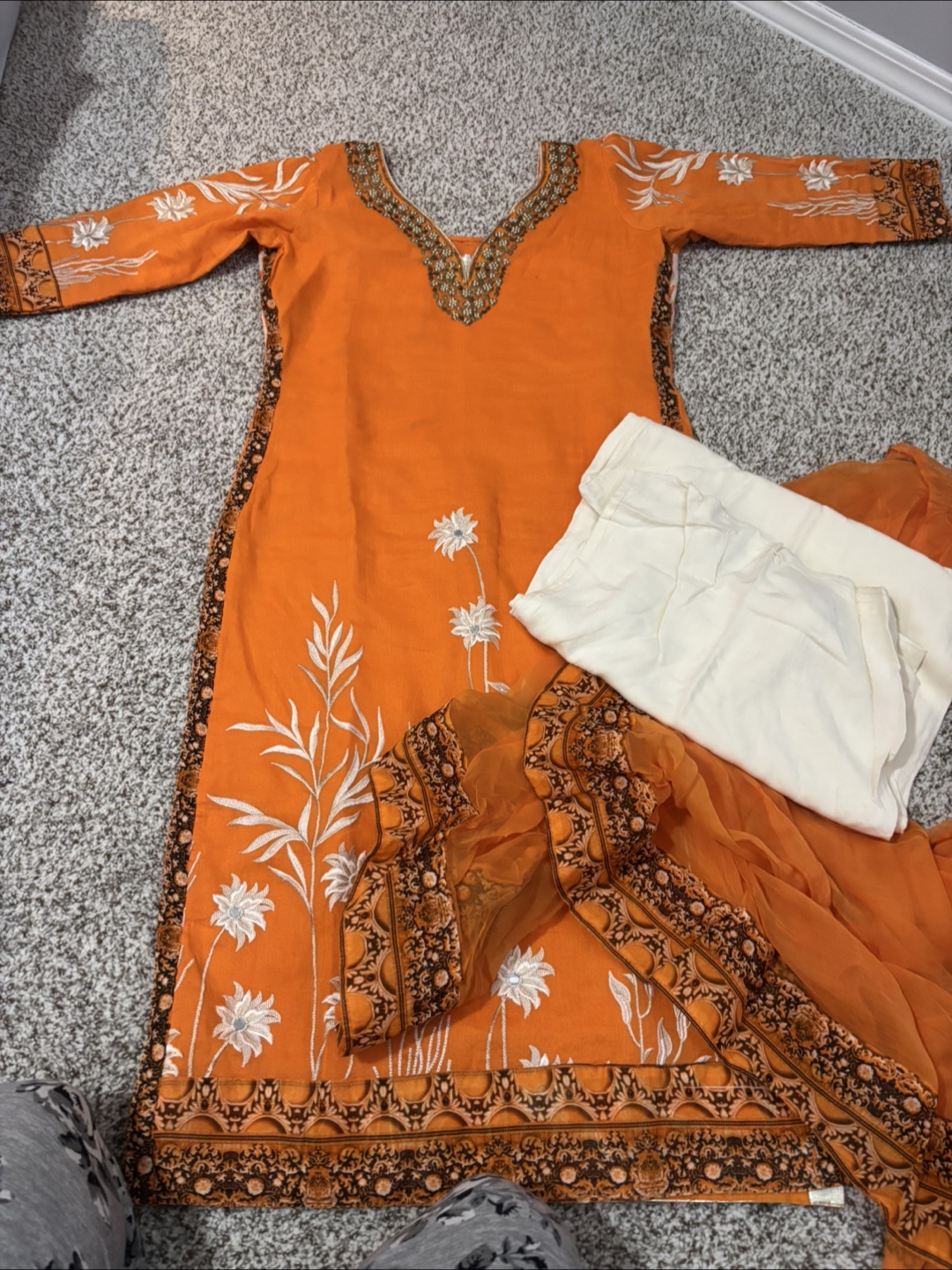 Orange embroidered Punjabi Suit - photo 4