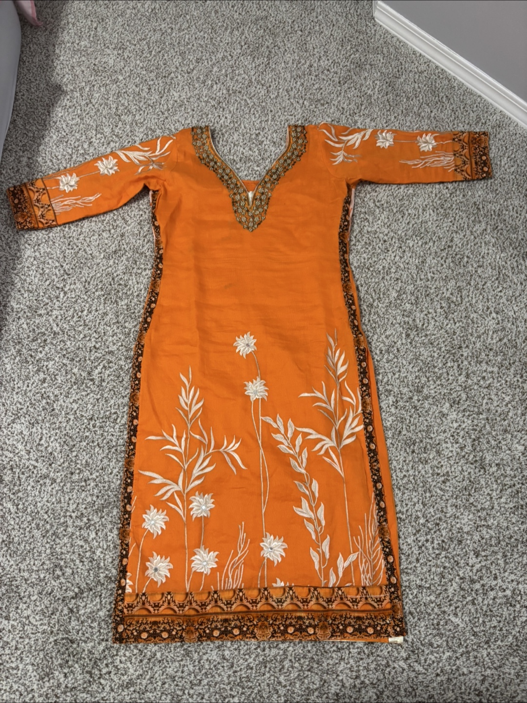Orange embroidered Punjabi Suit - photo 5