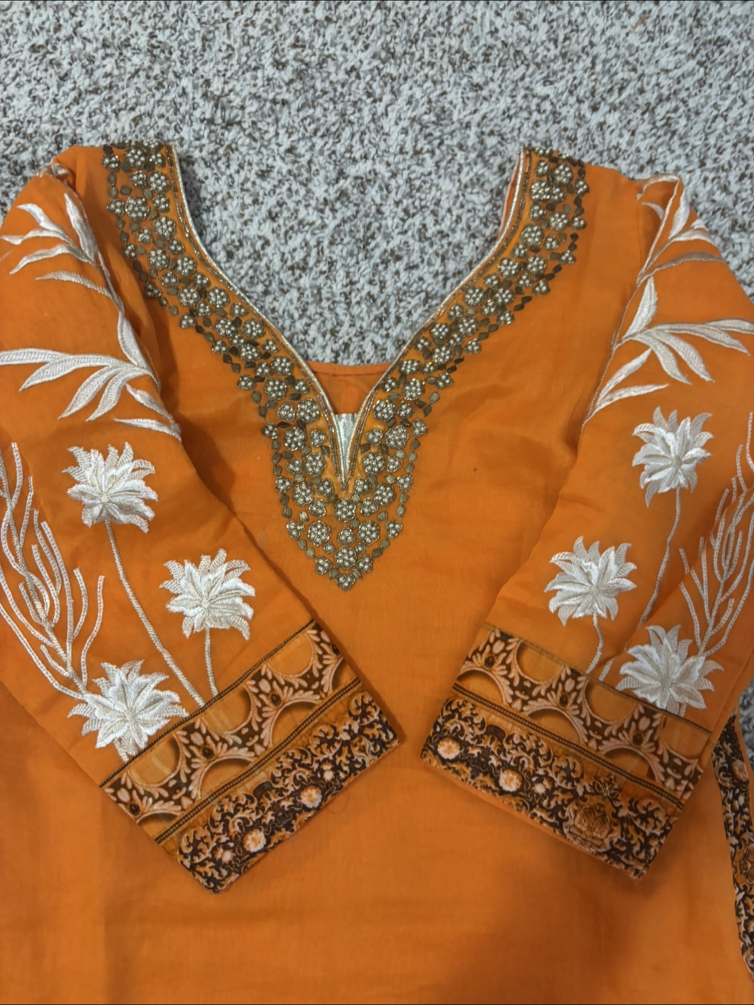 Orange embroidered Punjabi Suit - photo 2