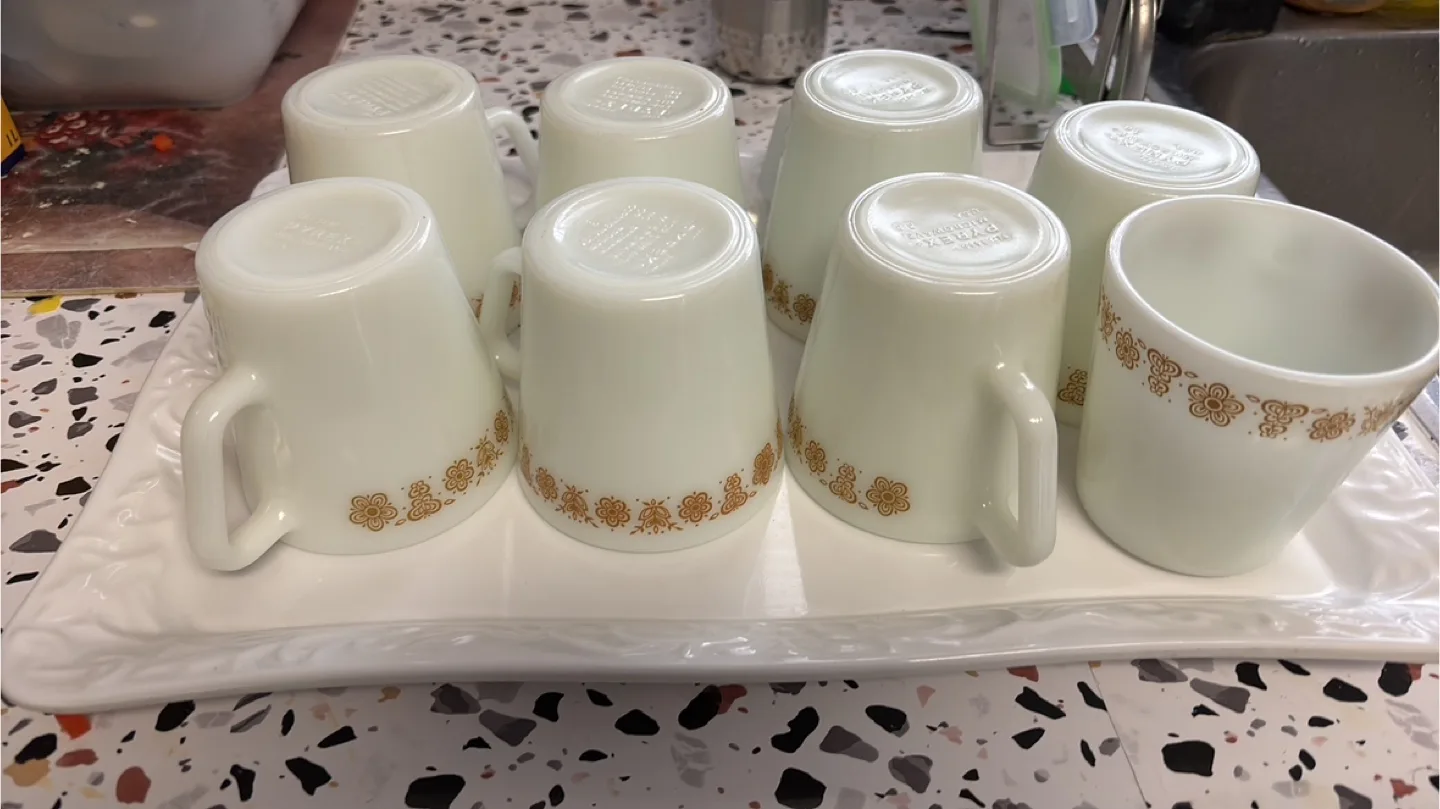 Vintage Milk Glass Coffee Cups Set of Eight image indicator(3)