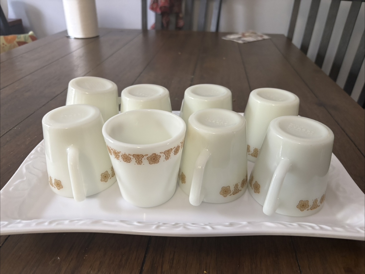 Vintage Milk Glass Coffee Cups Set of Eight