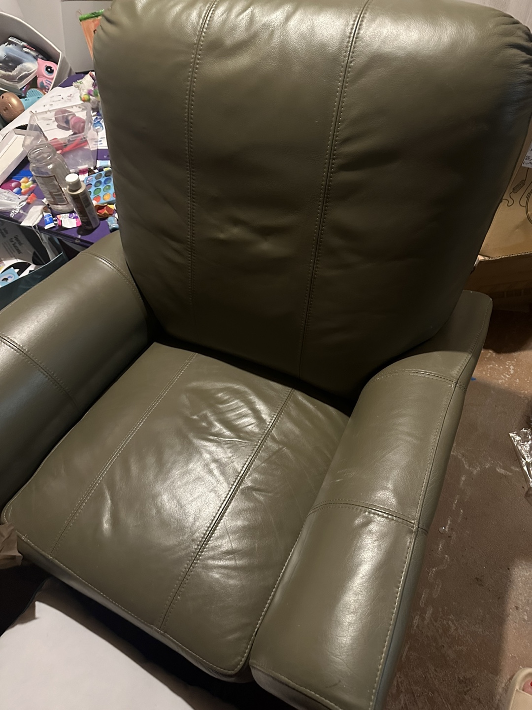 Olive Green Leather Recliner