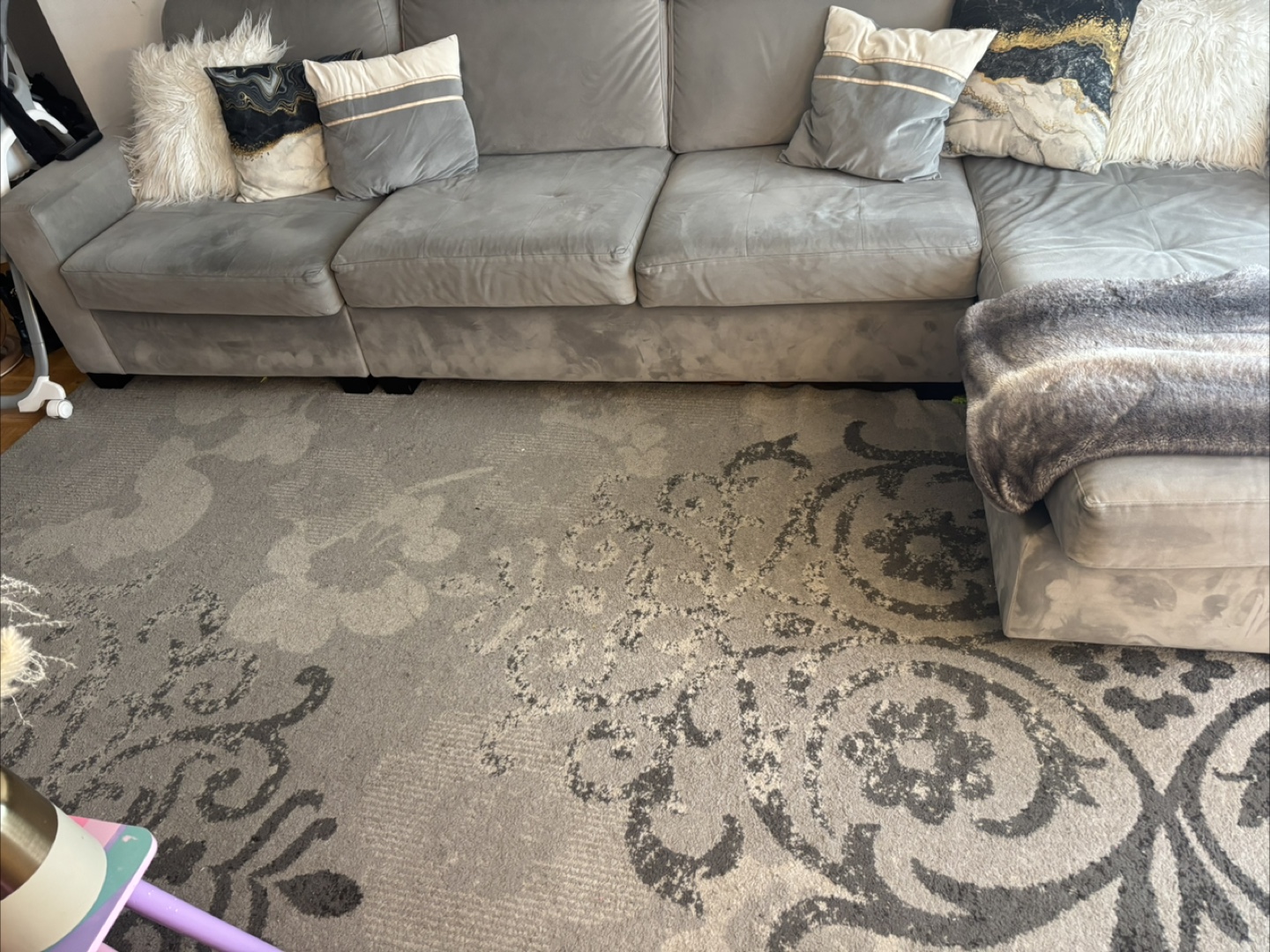 Grey L-Shaped Sectional Sofa - photo 2