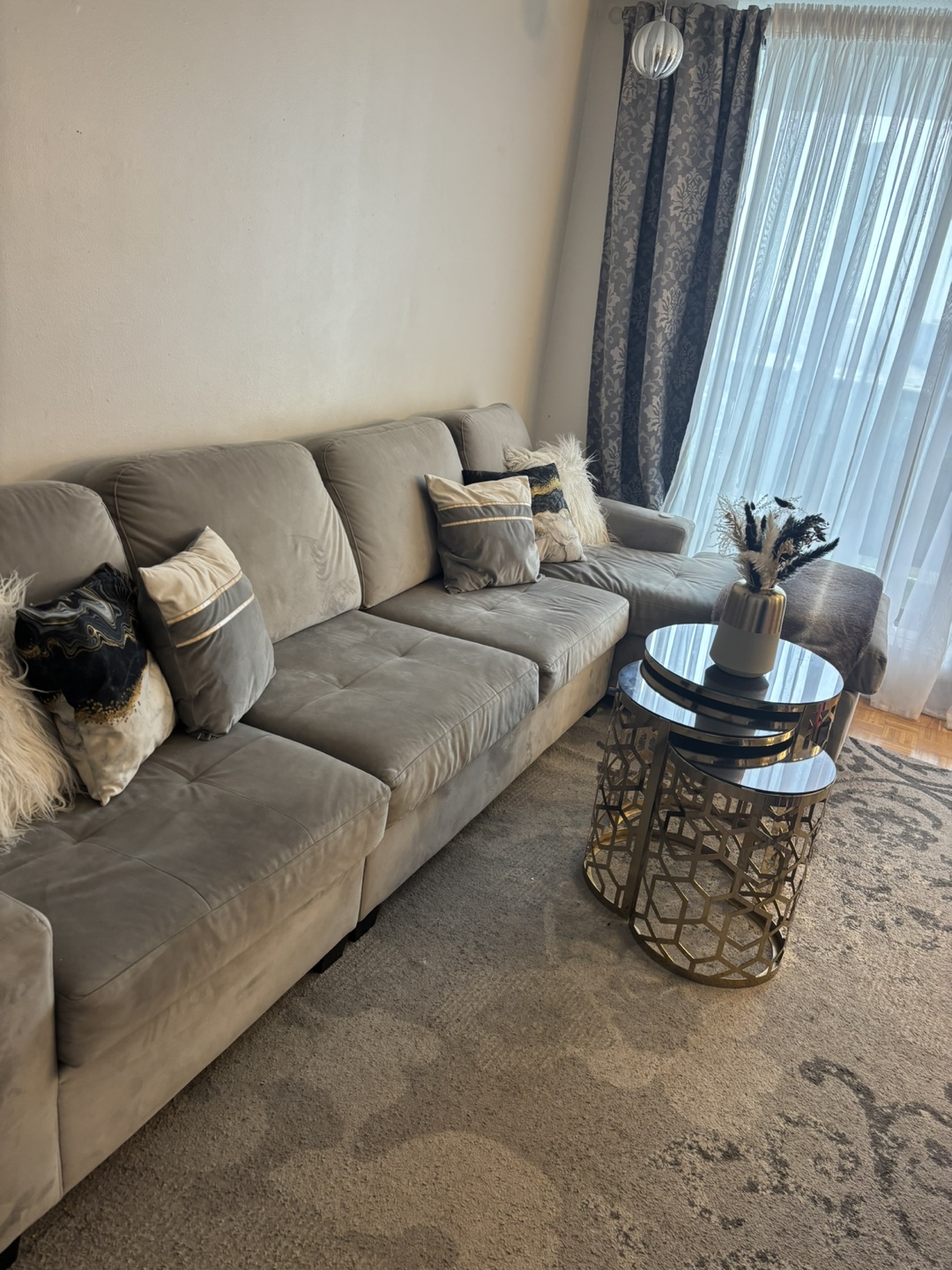 Grey L-Shaped Sectional Sofa